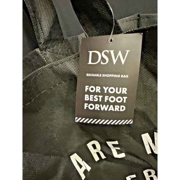 DSW Black Reusable Tote Bag “These Are My Designer Shoes” 20x18x8 - Picture 2 of 5